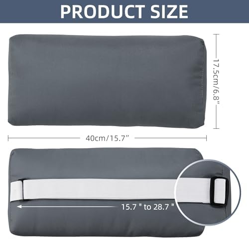 Headrest Pillow for Patio Chaise Lounge Chair, Outdoor Chaise Pillows with Adjustable Elastic Stripe Head Resting Pillows for Recliner Office Chair, Dark Gray 1 Pack