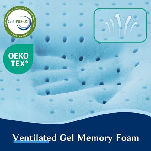 Stomach Sleeping Pillow for Shoulder and Neck Pain Relief, Thin Memory Foam Pillows - Cooling Slim Gel Memory Foam Pillow for Stomach and Back Sleepers ,Low Profile pillows 2.75-inches -King size