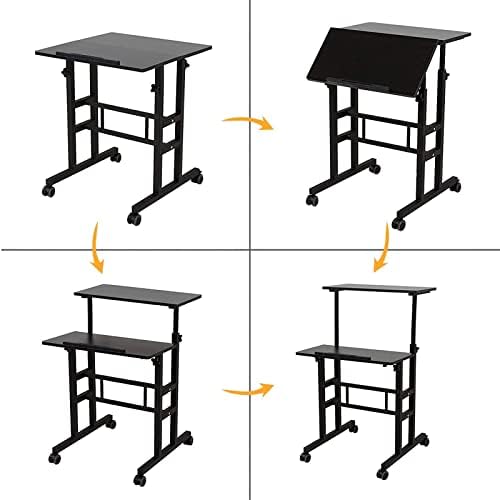 soges 23.6inch Height Adjustable Desk Laptop Desk on The Wheels, Black