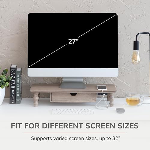 Anji Mountain Monitor Stand for Desk - Desktop Organizer & Laptop Riser, Ergonomic Monitor Riser, Space-Saving, Durable, Easy Assembly & Ideal for Home & Office,Biscotti, 24-Inch, Pro Edition