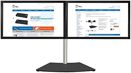 SIIG Premium Aluminum Dual Monitor Stand - 2 Monitors 13" to 27" Up To 17.6 lbs VESA 75 and 100 (CE-MT2011-S1), Silver/Black