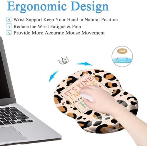 Mouse Pad, Ergonomic Mouse Pad with Wrist Support Pain Relief Comfort Wrist Rest Pad with Non-Slip PU Base for Gaming, Home, Office & Travel, It's Fine I'm Fine Everything's Fine