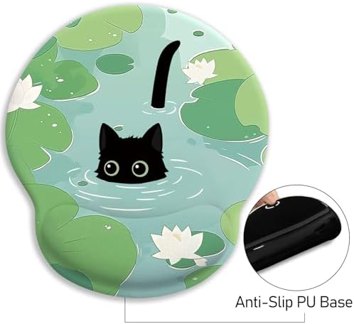 Blusabaca Cat Mouse Pad with Wrist Rest Ergonomic Mousepad Wrist Support