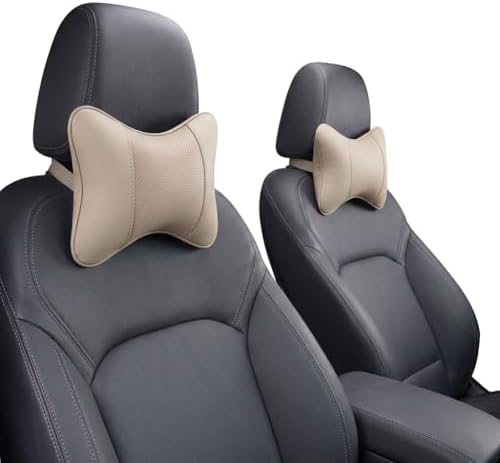 Car Pillow for Driving Seat Soft Leather Headrest Neck Support 2PCS