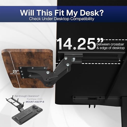 VIVO Vintage Brown Under Desk 25 x 10 inch Keyboard Tray, MOUNT-KB03N