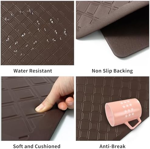 17.3 x 30 Inch Waterproof Anti Fatigue Comfort Kitchen Mat, Thick Non-Slip Standing Desk Mat, Commercial Pads for Offices, Home, Garages
