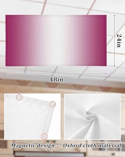 Rose Red Magnetic Fluorescent Light Covers for Ceiling Lights 2 x 4 Feet,White Gradient Minimalist Geometric Aesthetics Office Classroom Kitchen Drop Ceiling Light Covers Lighting Filter Shade 4 Packs