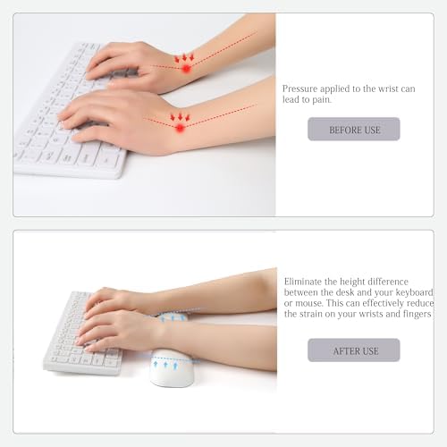 UnivoColors Design-Medium Wave Keyboard Wrist Rest of Medium, Artificial Sheepskin+Memory Foam+Ergonomic+Anti-Slip Gel, Resilience Support During Work and Gaming,Keyboard Accessory,White