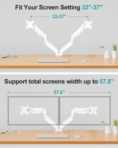 Dual Monitor Arm Desk Mount Fits Max 32 inch Screens, Holds 4.4 to 19.8lbs