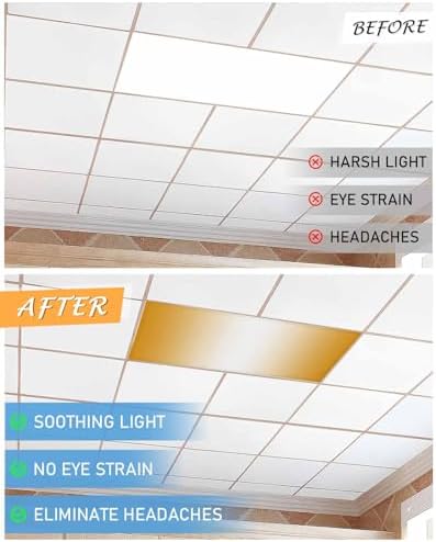 Orange Magnetic Fluorescent Light Covers for Ceiling Lights 2 x 4 Feet,White Geometric Country French Farmhouse Stripe Office Classroom Kitchen Drop Ceiling Light Covers Lighting Filters Shade 2 Packs