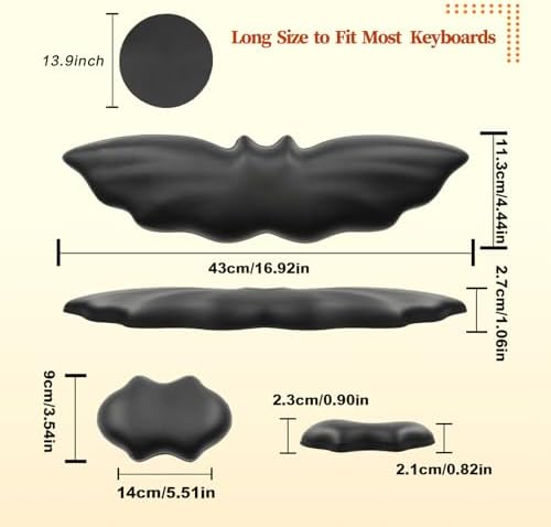 Goth Keyboard Wrist Rest - Soft Leather Halloween Bat Wrist Pad