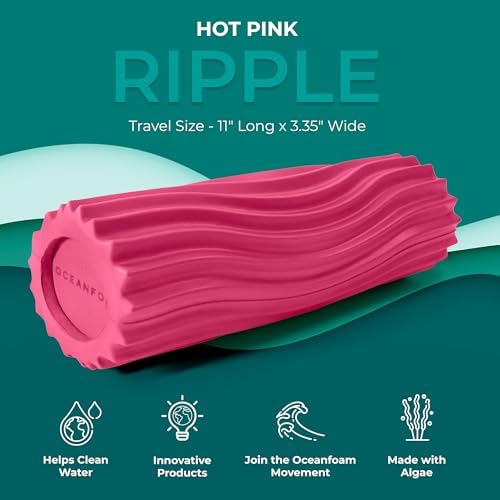 Oceanfoam Ripple Roller - Small Foam Roller for Physical Therapy (Hot Pink)
