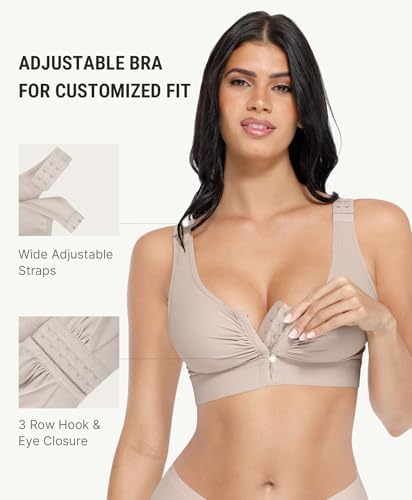 FeelinGirl Post Surgery Compression Bra for Women's Front Closure Bra