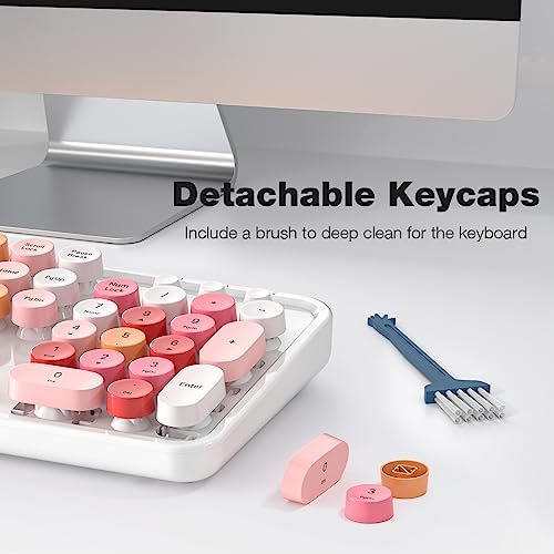MOFII Wireless Keyboard and Mouse Combo,2.4GHz Retro Full-Size Wireless Keyboard with Number Pad and Cute Wireless Mouse for Computer PC Desktops Laptop WindowsxP/7/8/10 (Lipstick Colorful)