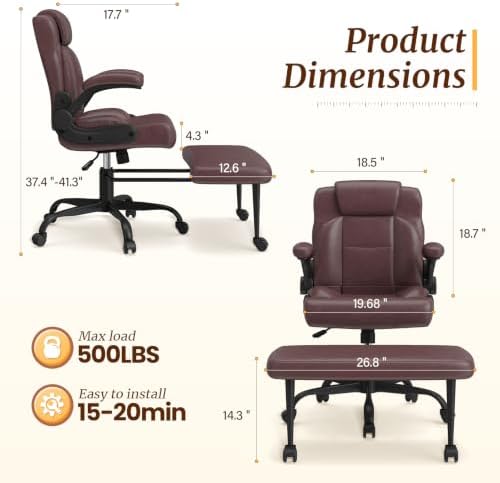 Wide Criss Cross Desk Chair with Swivel Footrest and Flip-Up Armrests