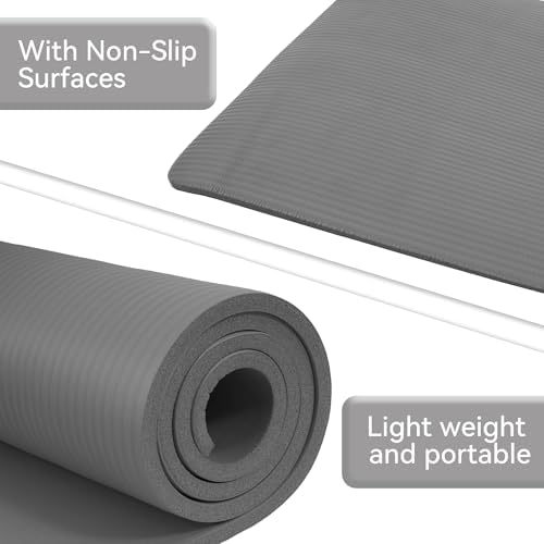Fitvids 1/2-inch Thick High Density Exercise Yoga Mat with Carrying Strap