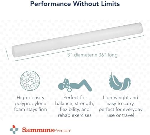 Sammons Preston Foam Therapy Roll, Back Roller, Exercise, Muscle, Yoga, 3"