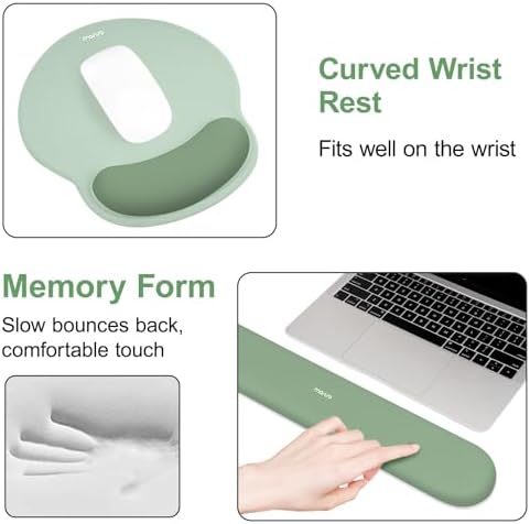 MOSISO Wrist Rest for Mouse Pad Set, Large Gaming Deskpad, Green