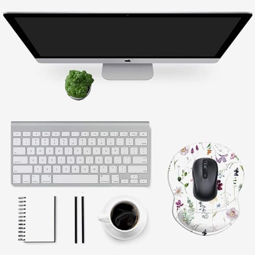 Mouse Pad with Wrist Support, Non Slip Mousepad Wrist Rest for Office, Computer, Laptop & Mac-Comfortable & Lightweight Ergonomic Support Mouse Mat(DL-Watercolor Flower)
