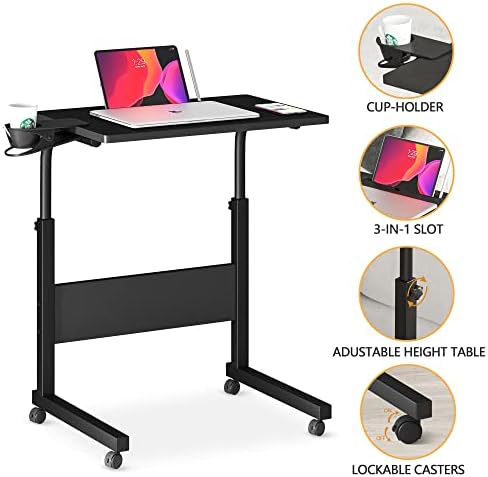 Klvied Small Standing Desk Adjustable Height, Portable Treadmill Desk, Mobile Table Ideal for Laptops and Tablets, Black