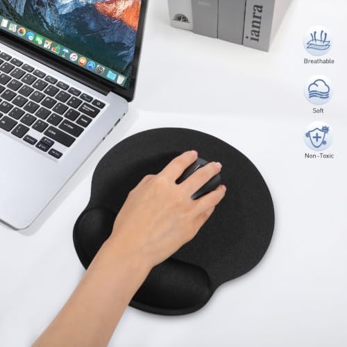 2 Pack Ergonomic Gaming Mouse Pad with Wrist Support—Black