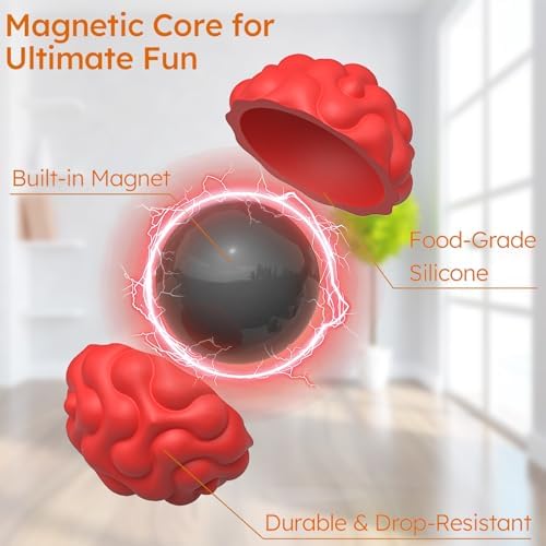 Silicone Magnetic Balls, Fidget Toys for Adults & Teens, 6PCS Stress Balls Fidget Toy, Quiet Magnet Desk Fidgets with Textured, ADHD Anxiety Relief Items, Fun Stocking Suffers Gifts (Multicolor)