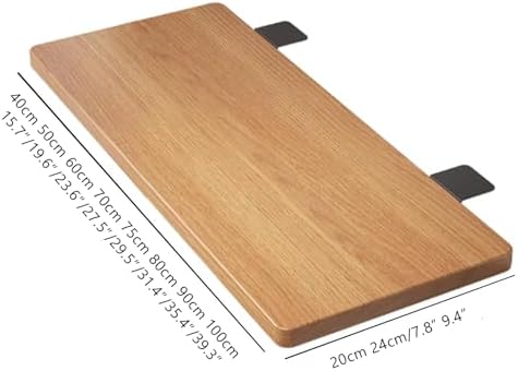 Wood Foldable Desk Extender Tray,Large Size Clamp-on Keyboard Tray,Table Mount Shelf Armrest Support for Home Office Dorm Floating Table(50x24cm(20x9inch), Wood B)