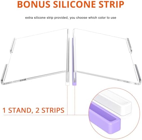 Richboom Computer Keyboard Stand for Desktop, 11.8" Tiny Clear Acrylic Keyboard Riser 78 Keys Compact Keyboard Lift for Desk Ergonomic Short Keyboard Holder Tray with White and Purple Silicone Strip