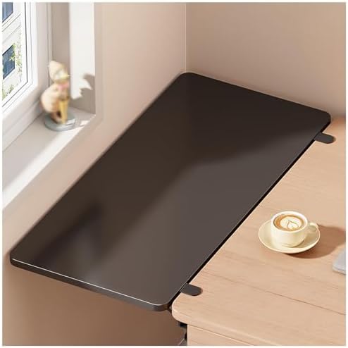 Foldable Wall Mounted Desk Tray Floating Keyboard Shelf Space Saving Armrest & Shelf Black (50x25cm) Perfect for Home Office & Spaces