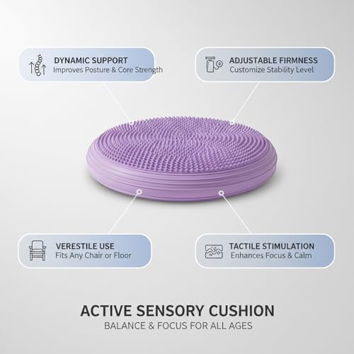 Inflatable Balance Disc Cushion, 13.4 Inch PVC Wobble Seat for Stability Training, Active Sitting Support for Office Chair or Home Gym Workouts