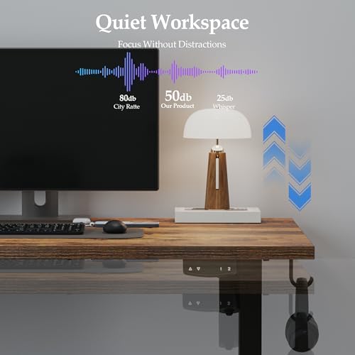 Klicelor 40 Inch Electric Standing Desk, Height Adjustable Office Desk, Sit Stand Up Computer Desk with Memory Preset, Two-Piece Desktop, Rustic Brown