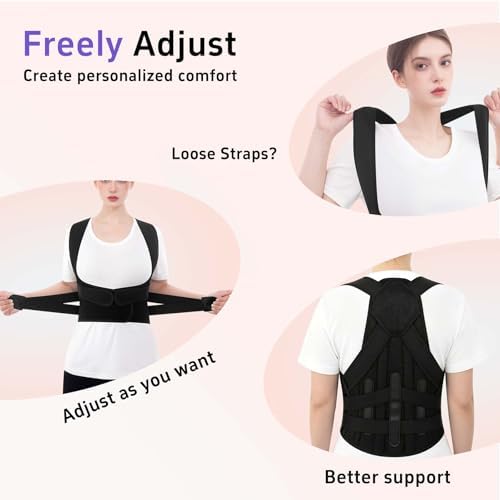 Back Brace Posture Corrector for Women and Men Upgraded Dynamic Traction Correction System Adjustable Shoulder Support Straightener Helps Reduce Upper Lower Back Pain Suitable for Hump Scoliosis Black XX-Large
