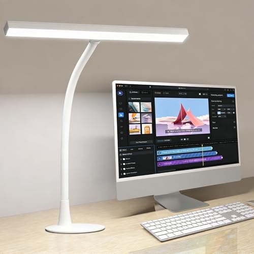 LED Desk Lamp for Home Office, 360° Flexible Gooseneck Desk Light with 3 Color Modes & 10 Brightness, Eye-Caring Adjustable Task Light for for Piano, Computer, Workbench, 10W, 1000LM (White)
