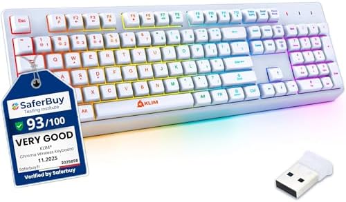 KLIM Wireless Gaming Keyboard RGB - Rechargeable Water-Resistant Backlit