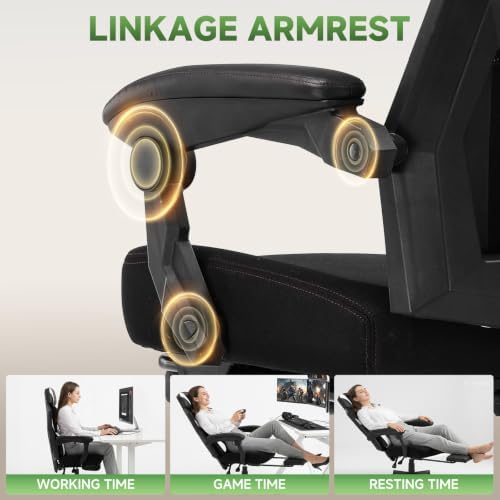 GTPLAYER Gaming Chair, Mesh Office Chairs with Footrest for Adults, Big and Tall Gamer Ergonomic Computer Chair with Height Adjustable (White)