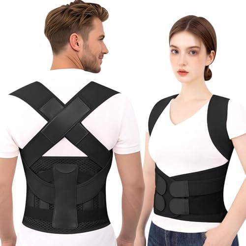 Posture Corrector for Women and Men Back Brace Straightener Scoliosis Spine Support Hunchback Upright Instant Thoracic Relief Pain Adjustable Shoulder Straps Kyphosis (Black, X-Large)
