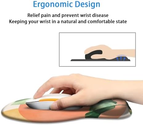 Ergonomic Mouse Pad with Wrist Rest,Comfortable Computer Gel Mouse Pad Wrist Support for Laptop,Pain Relief Mousepad with Non-Slip PU Base Design Art