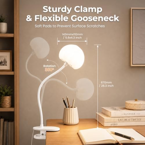 ShineTech Clip-On Reading Light for Bed, 10 RGB Colors Book Light for Dorm