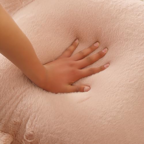 Large Plush Backrest Pillow for Sitting in Bed,Faux Fur,Pink