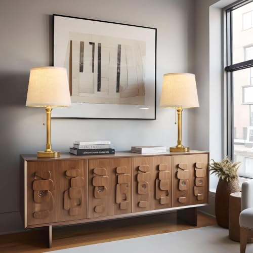 Oneach 19.5” Brass Gold Small Table Lamps Set of 2 for Living Room Bedroom