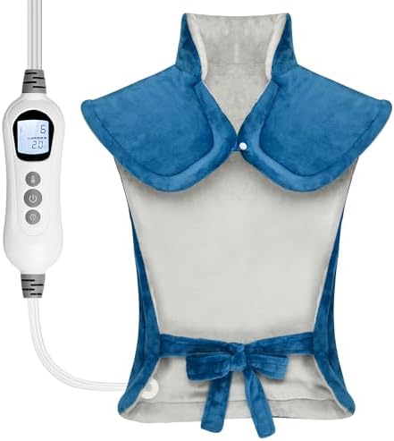 WUGE Comfort Gifts for Women Men, Heating Pad for Neck Shoulder and Back, Birthday Gift for Women Men, Large Weighted Heat Pad, ETL Certified, Blue