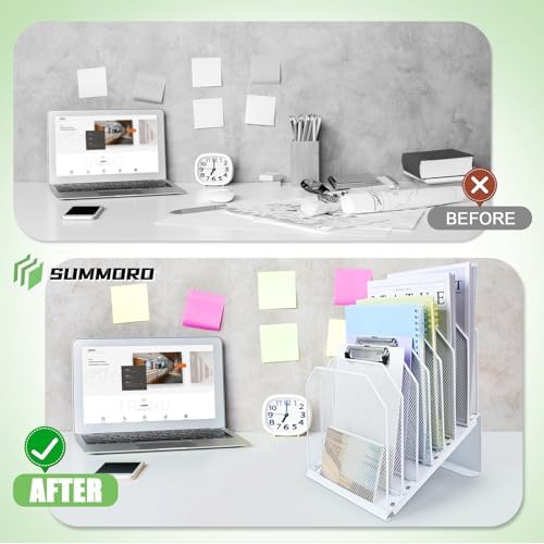SUMMORO Inclined File Organizer for Desk, 7-Section Vertical File Holder