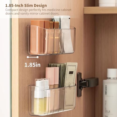 PAVSTINE 2 Pack Clear Adhesive Medicine Cabinet Shelves for Narrow Space