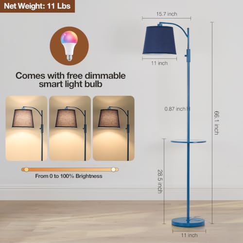 AIDENOEY Smart Floor Lamp with Side Table, Alexa & Google Assistant