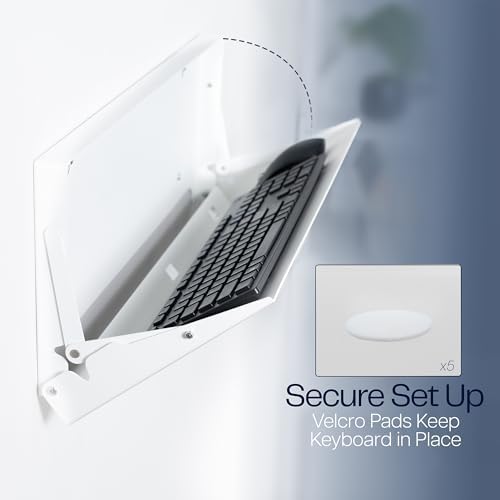 VIVO White Flip Down 24 Inch Keyboard Tray Wall Mount, MOUNT-FDKB1-W