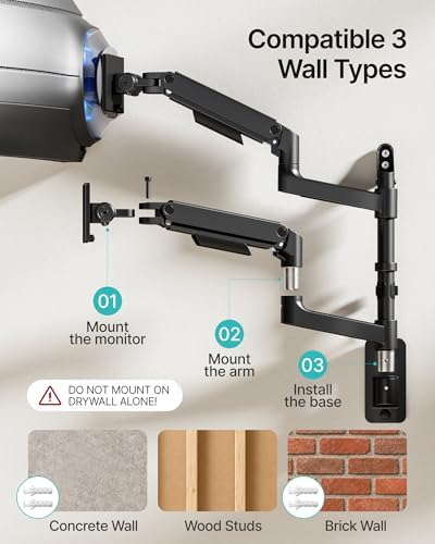 Dual Wall Mount Monitor Arm for 17-49" Ultrawide Screens