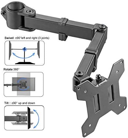 suptek Single Monitor Arm for Desk Mount Stand,Adjustable Monitor Arm for 13 to 32 inch Screen,Support Weight up to 22lbs,and Mounting Holes 75x75mm to 100x100mm,Black(MD6DB)