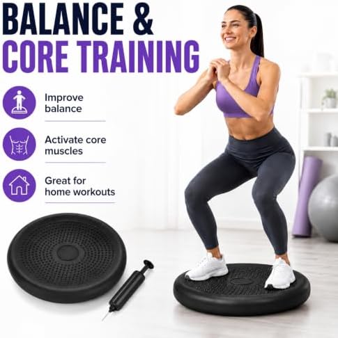 Hanstuten Wobble Seat Cushion Balance Disc - Rubber Wiggle Seat for Active Sitting, Office Desk Chair, and Core Strength Training