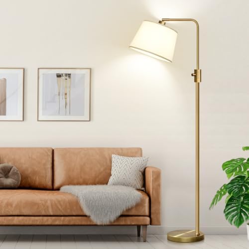 Nintiue Dimmable Floor Lamp, 1000 LM LED Edison Bulb Included, Arc Floor Lamps for Living Room Modern Standing Lamp Tall Lamps for Living Room Bedroom-Brass
