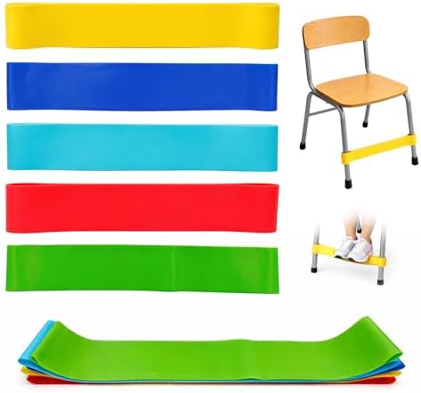 5 Pack Chair Bands for Kids with Fidgety Feet, ADHD Sensory Tools for Classroom & Home, Foot Bands for Chairs & Desks, Improve Focus & Reduce Restlessness (Multicolor)
